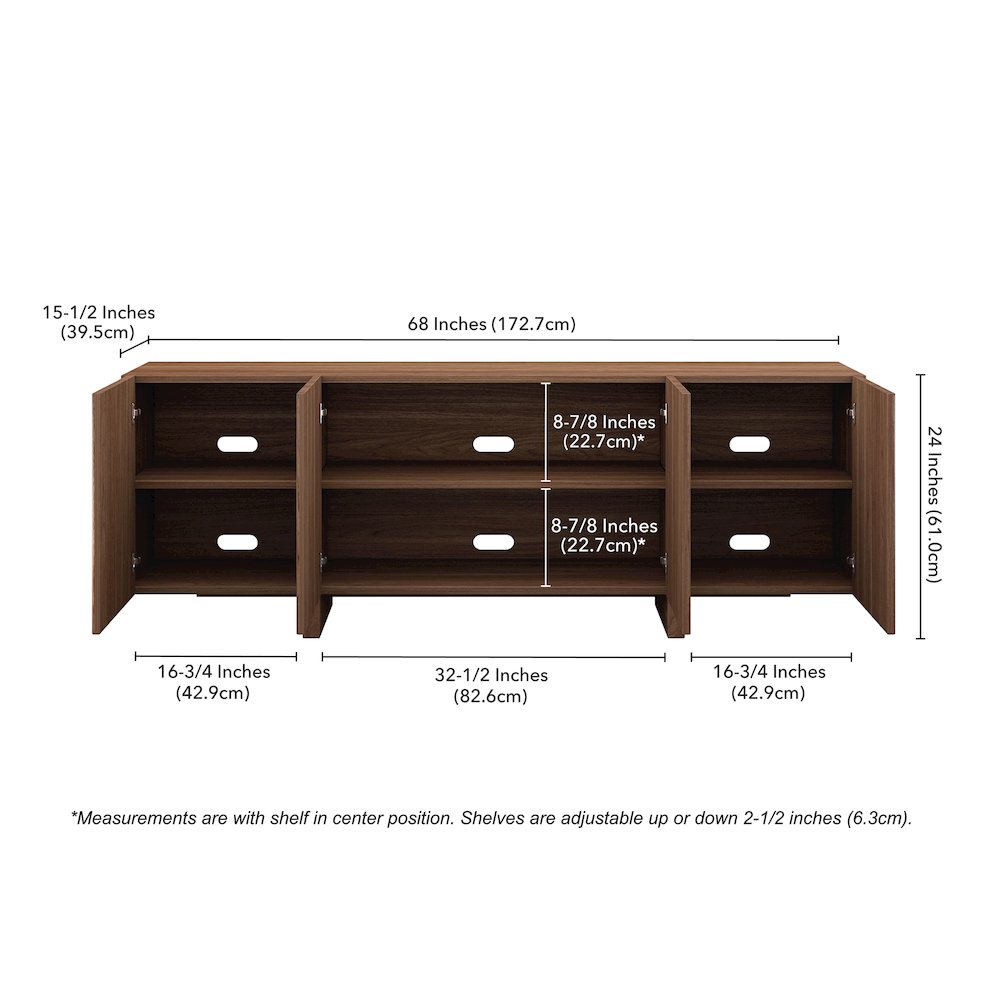 Henn&Hart Fluted TV Stand for TVs up to 75'' with 4 Ribbed Doors, 3 Storage. Picture 6