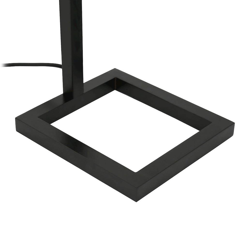 68" Traditional 1-Light Floor Lamp with White Fabric Rectangle Shade, Black. Picture 8