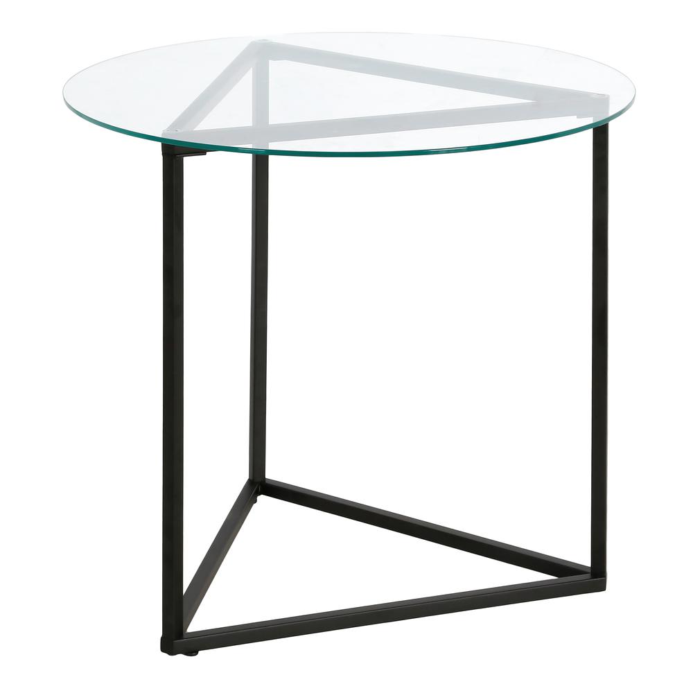 Jenson 24" Wide Round Side Table in Blackened Bronze. Picture 1