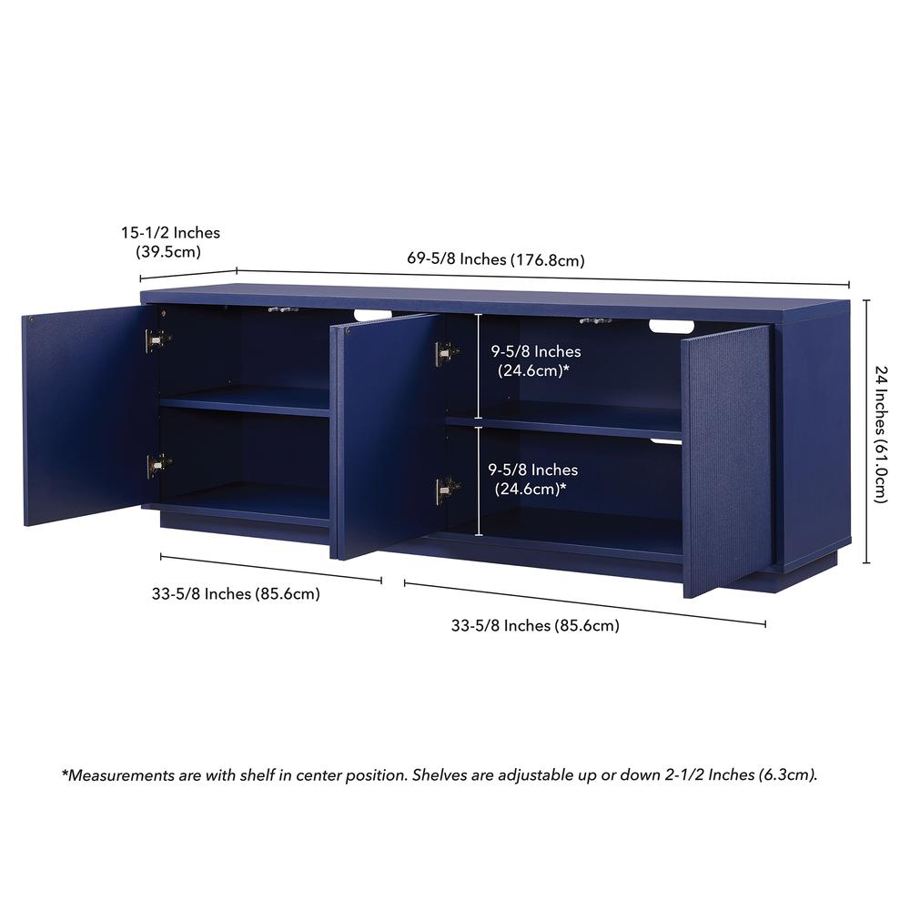 Hanson Rectangular TV Stand for TV's up to 70" in Dark Blue. Picture 5