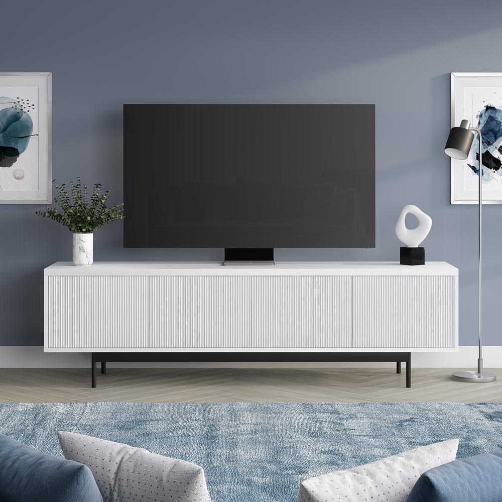 Whitman Rectangular TV Stand for TV's up to 75" in White. Picture 2