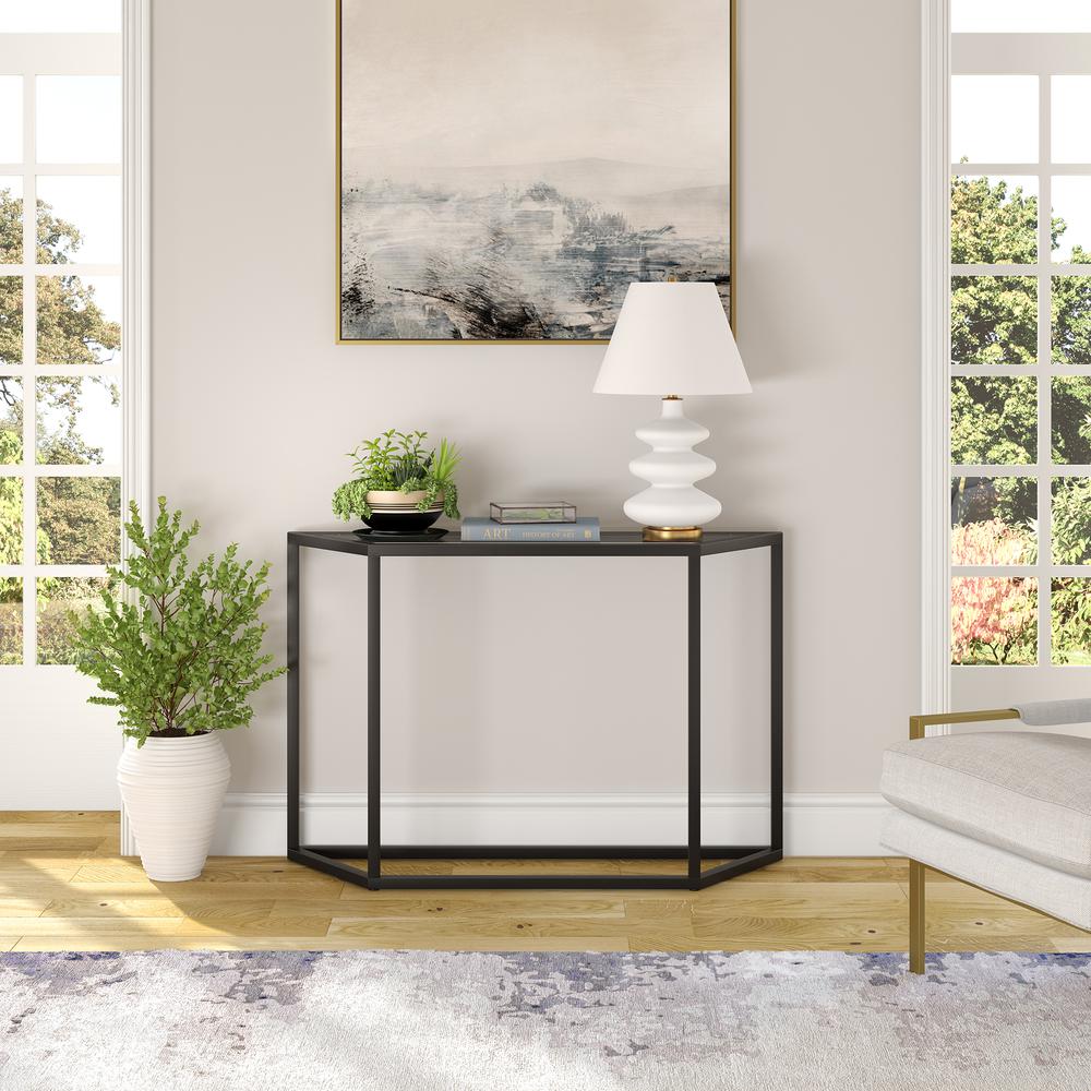 Levi 44'' Wide Trapezoid Console Table in Blackened Bronze. Picture 4