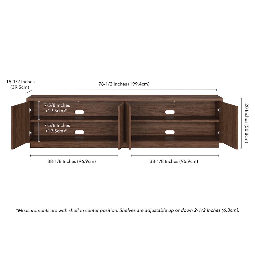 Hanson Rectangular TV Stand for TV's up to 85" in Satin Walnut. Picture 5