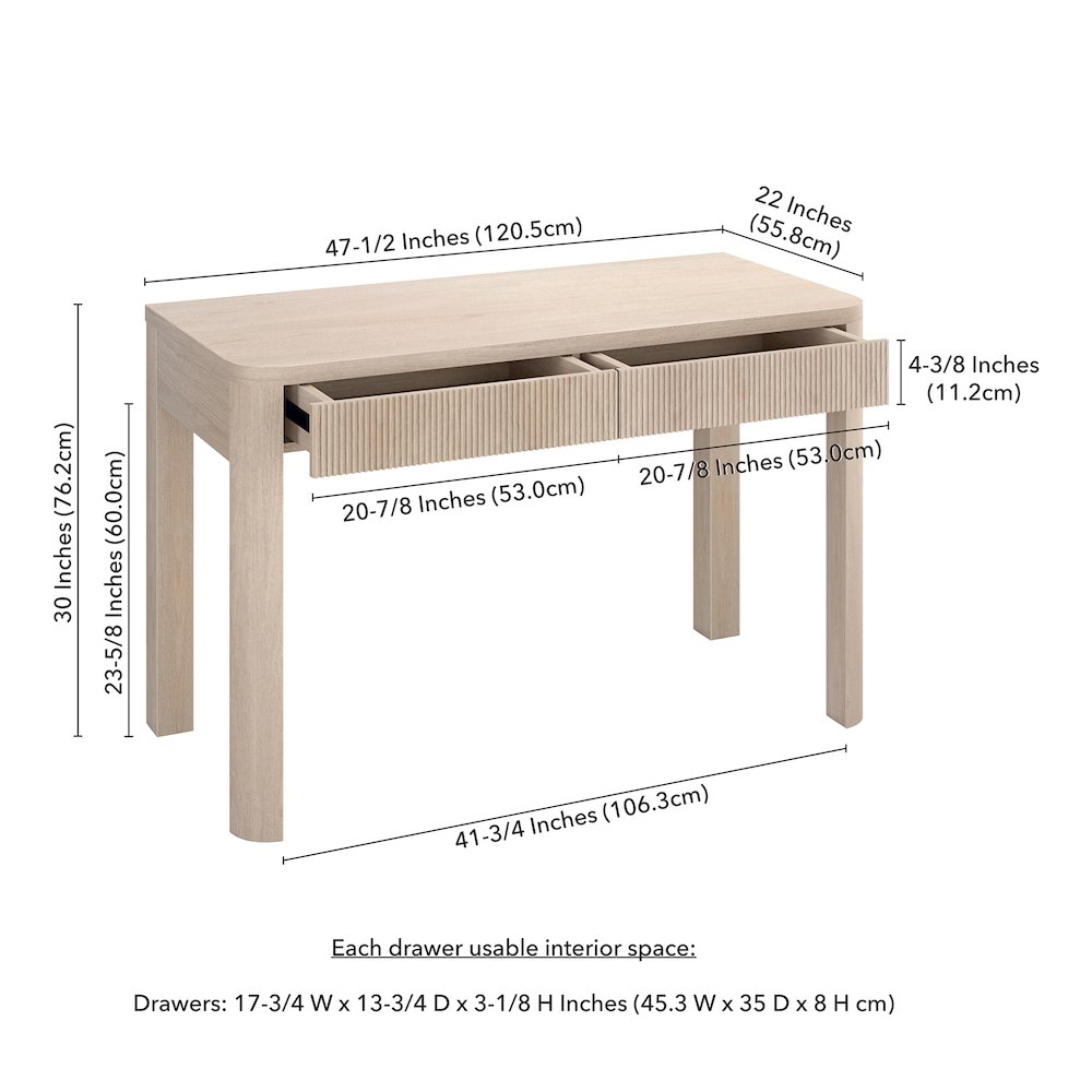 Mendoza 48'' Wide Rectangular Desk in Alder White. Picture 5