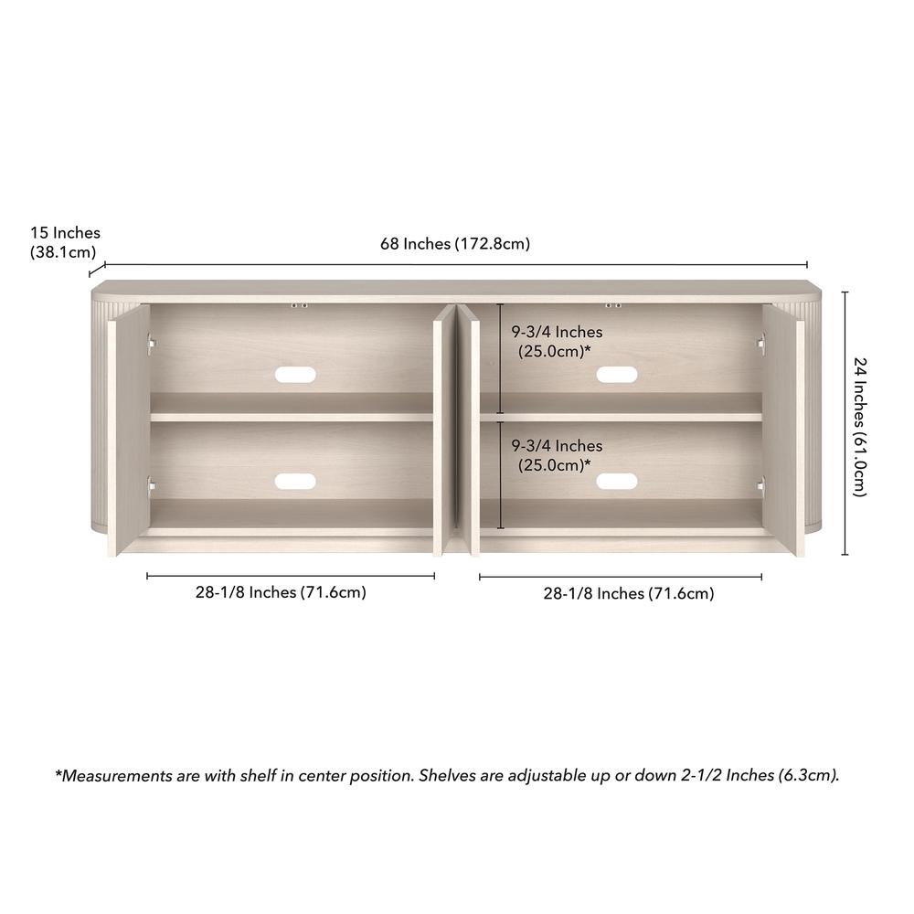 Canton Rectangular TV Stand for TV's up to 75" in Alder White. Picture 5