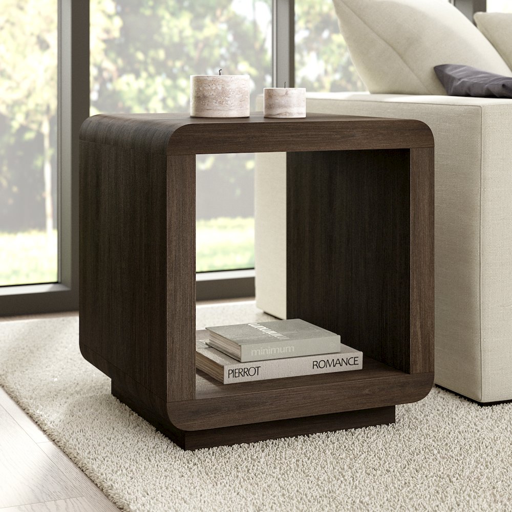 Henn&Hart 20" Modern Square End Table, Side Table, Nightstand with Plinth Base. Picture 2