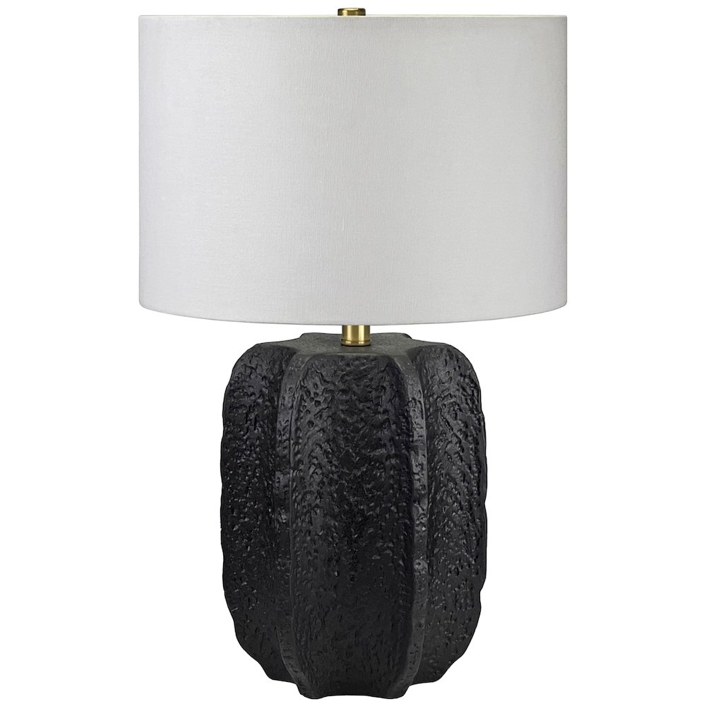 Turbida 24" Tall Table Lamp with Fabric Shade in Matte Black/Brass/White. Picture 1
