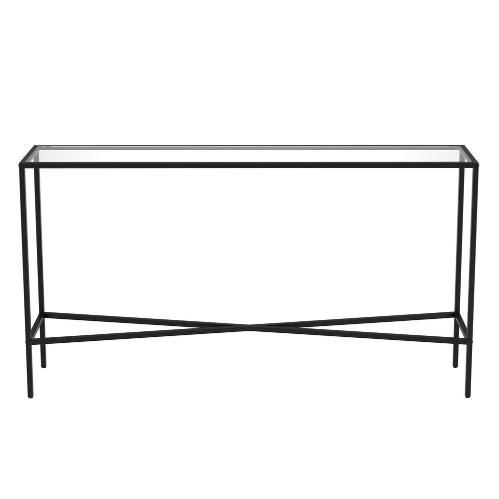 Henley 55'' Wide Rectangular Console Table with Glass Top in Blackened Bronze. Picture 3