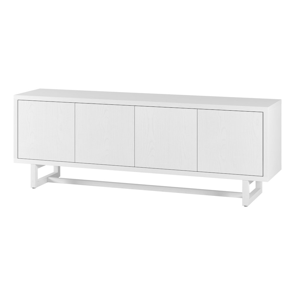 TV Stand for TVs up to 75'',  2 Cabinets, Shelves, Cable Cut-outs, Cloud White. Picture 4