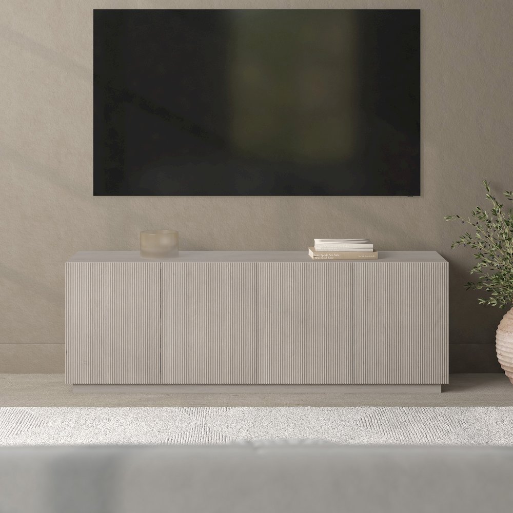 Halifax Rectangular TV Stand for TV's up to 75" in Alder White. Picture 4