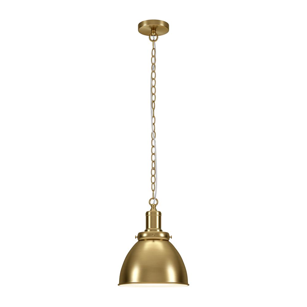 Elodie 12" Wide Pendant with Metal Shade in Brass/Brass. Picture 2