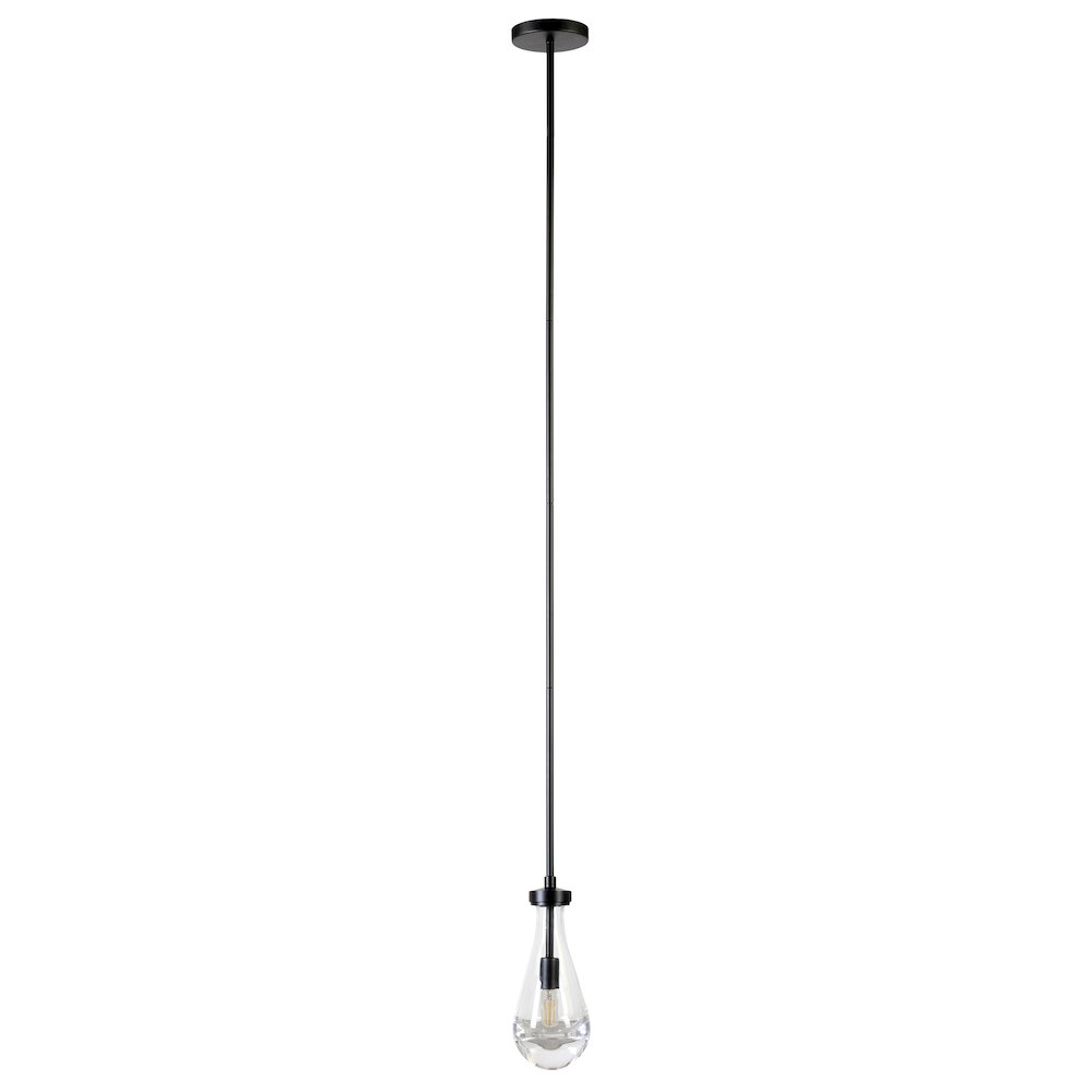 5" Dimmable Pendant Light Fixture with Glass Shade and Height up to 4.5', Black. Picture 4