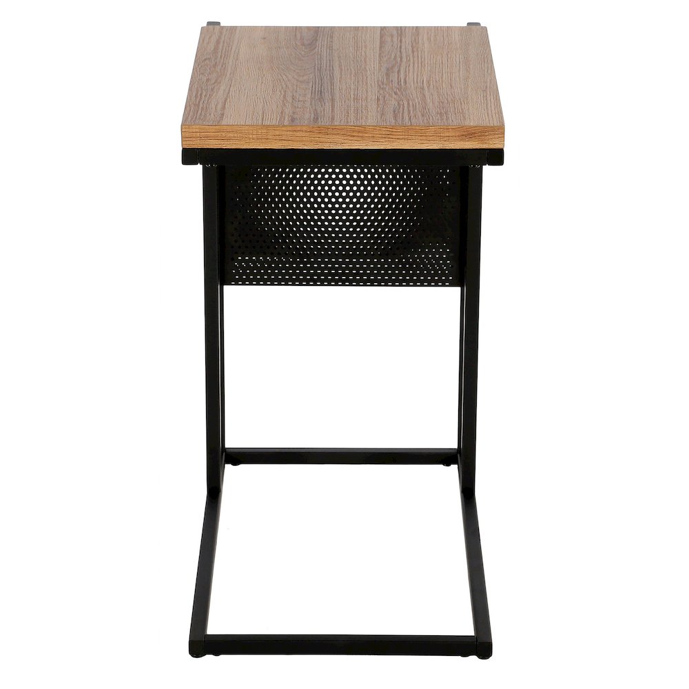 20'' Rectangular C-Shaped End Table, Nightstand with Side Storage, Black. Picture 4