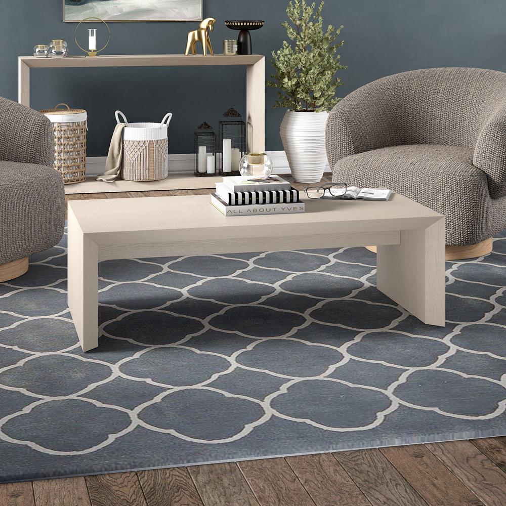 Oswin 48" Wide Rectangular Coffee Table in Alder White. Picture 2