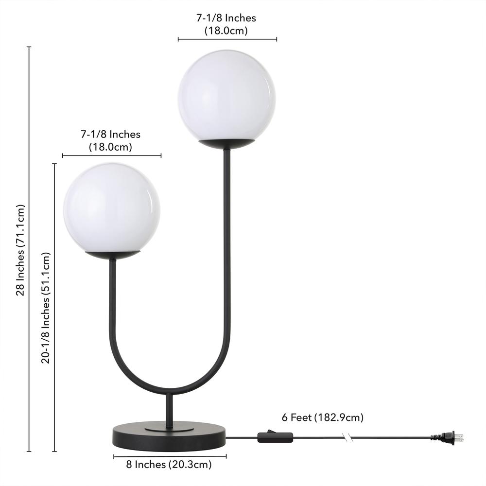 Dufrene 2-Light Table Lamp with Glass Shades in Blackened Bronze/White Milk. Picture 4