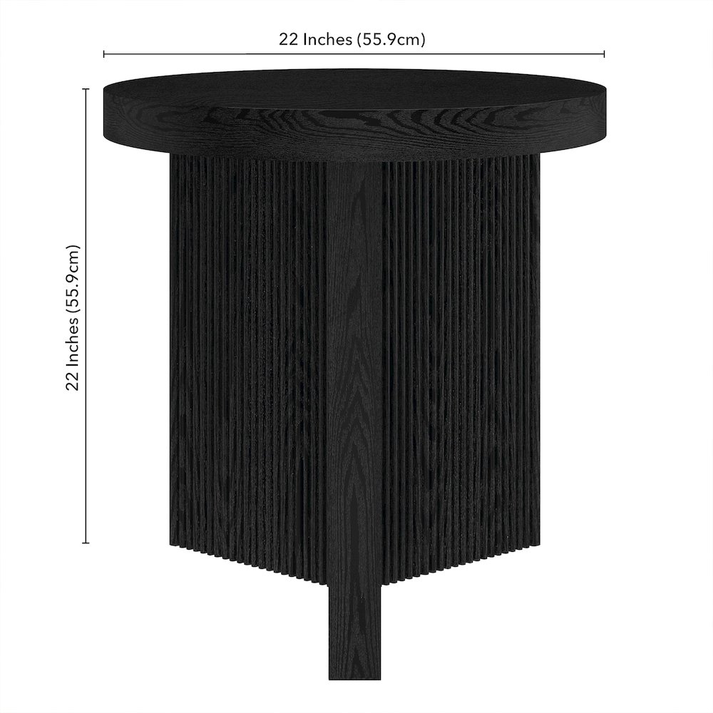 Holm 22" Wide Round Side Table in Black Grain. Picture 5