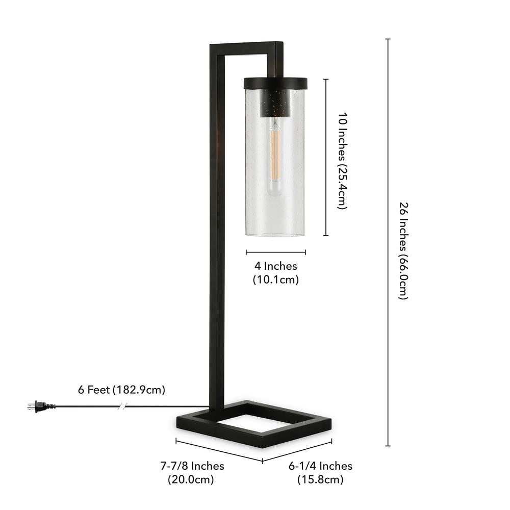 Malva 26" Tall Table Lamp with Glass Shade in Blackened Bronze/Seeded. Picture 5