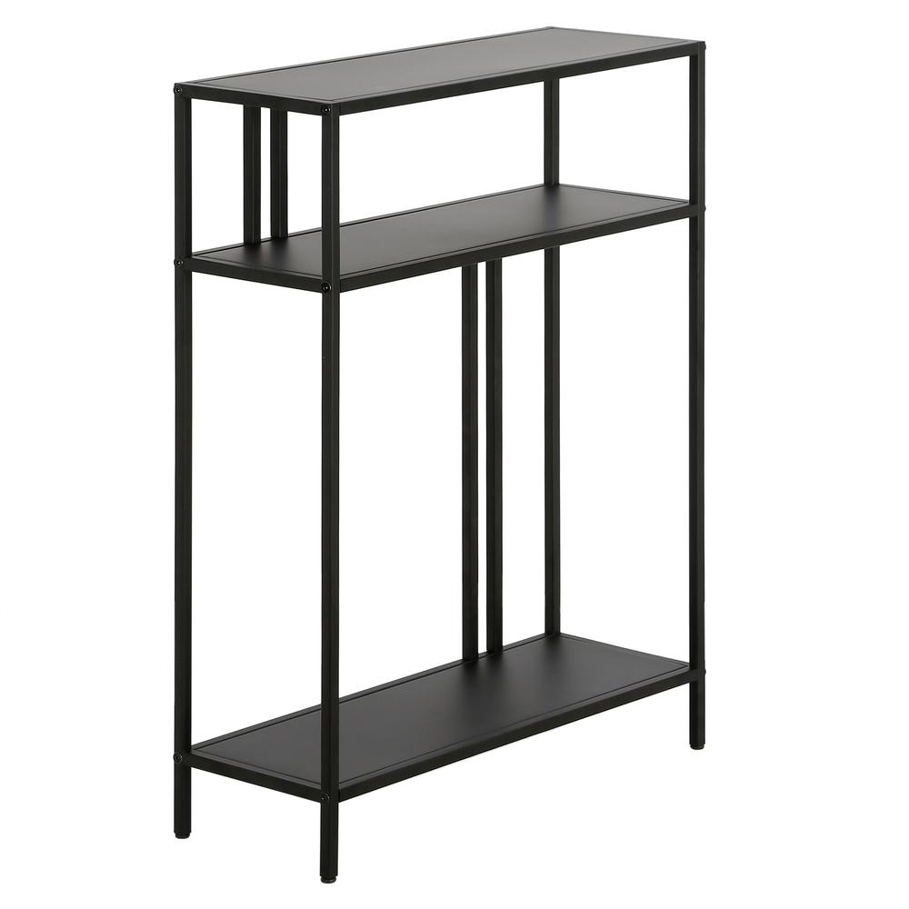 Cortland 22'' Wide Rectangular Console Table with Metal Shelves in Blackened Bronze. Picture 1