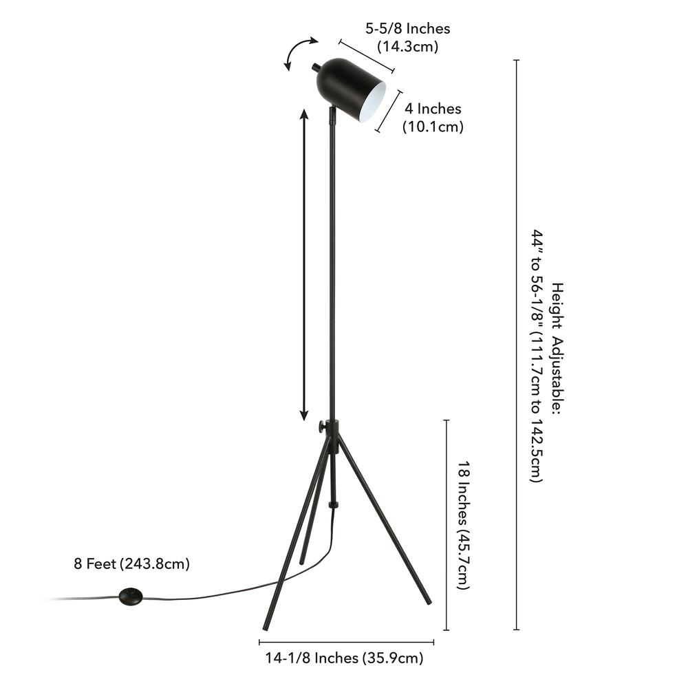 Bruno Tripod Floor Lamp with Metal Shade in Blackened Bronze/Blackened Bronze. Picture 4