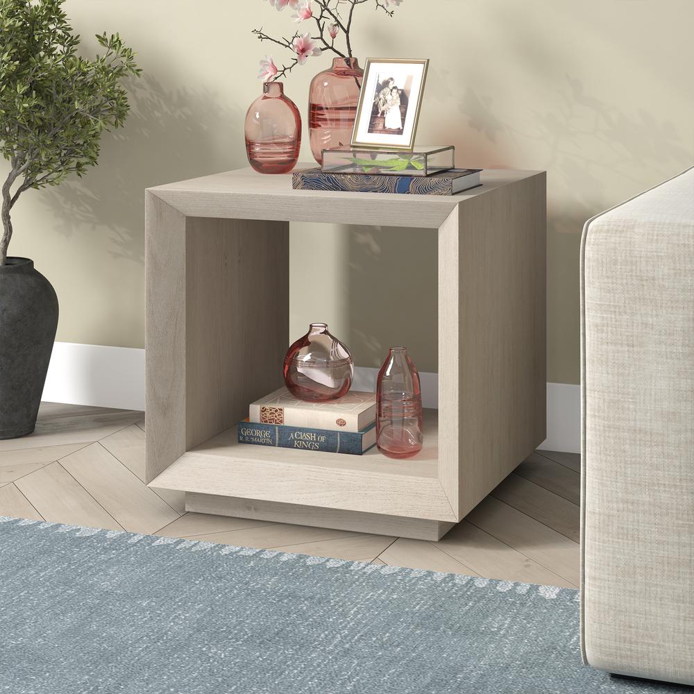 Tannen 22" Wide Rectangular Side Table in Alder White. Picture 4