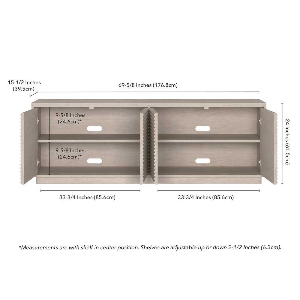 Tullis Rectangular TV Stand for TV's up to 78" in Alder White. Picture 5