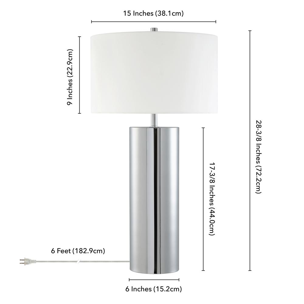 York 29.5" Tall Table Lamp with Fabric Shade in Polished Nickel/White. Picture 3