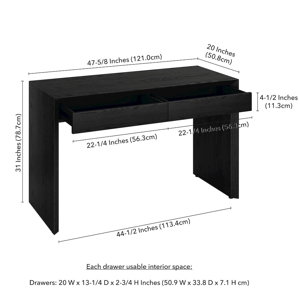 Pembroke 48'' Wide Rectangular Desk in Black Grain. Picture 5
