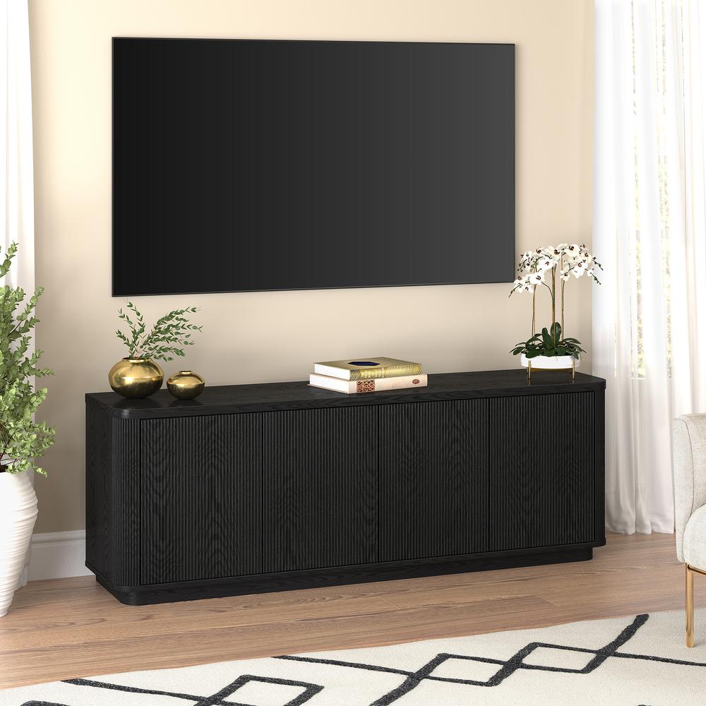 Easton Rectangular TV Stand for TV's up to 75" in Black Grain. Picture 4