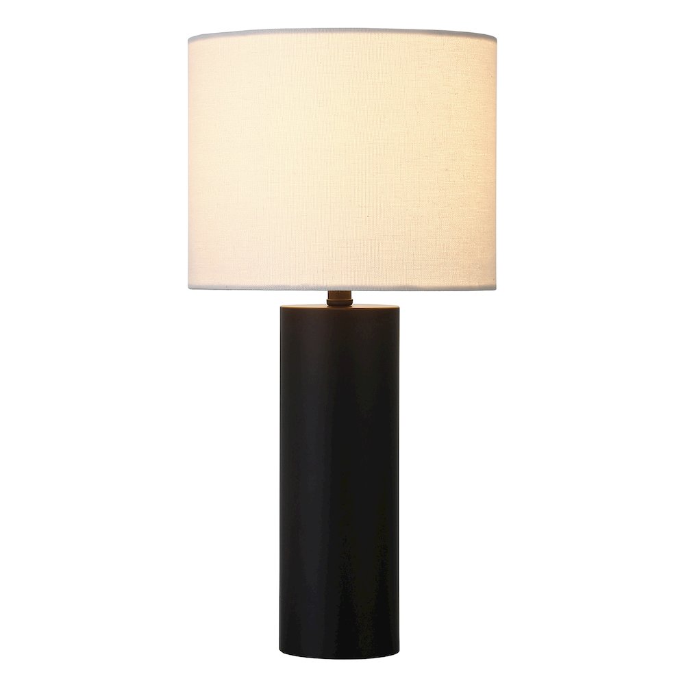 Henn&Hart 16" Mid-Century Modern 1-Light Table Lamp with White Fabric Drum. Picture 2