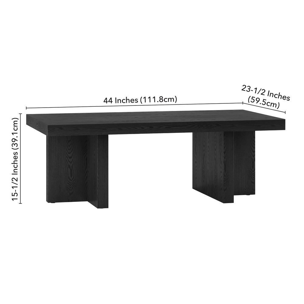 Dimitra 44" Wide Rectangular Coffee Table in Black Grain. Picture 5