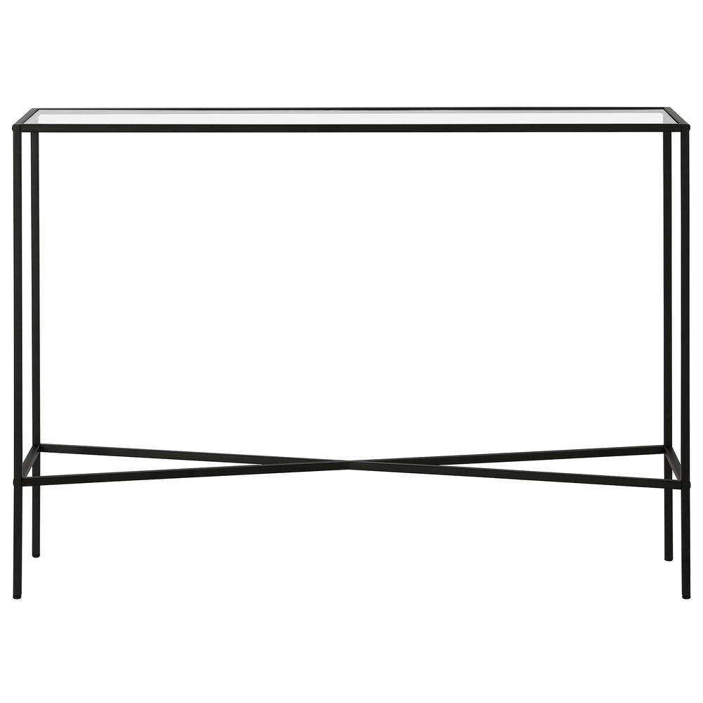 Henley 42'' Wide Rectangular Console Table with Glass Top in Blackened Bronze. Picture 3