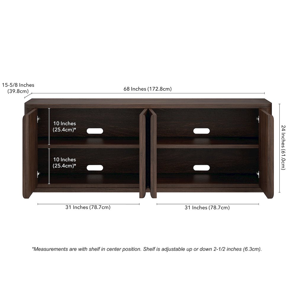 Vance Rectangular TV Stand for TV's up to 78" in Alder Brown. Picture 3