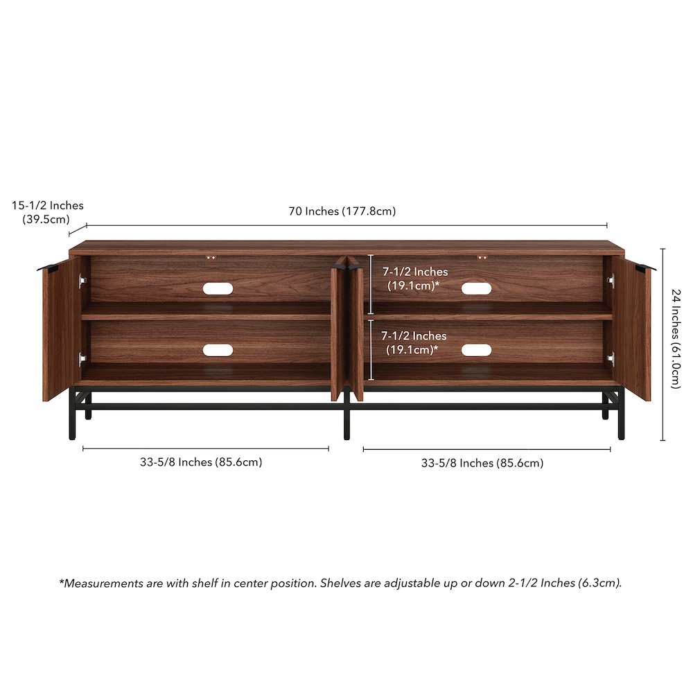 Henn&Hart Fluted TV Stand for TVs up to 78'' with 2 Ribbed Storage Cabinets and. Picture 6
