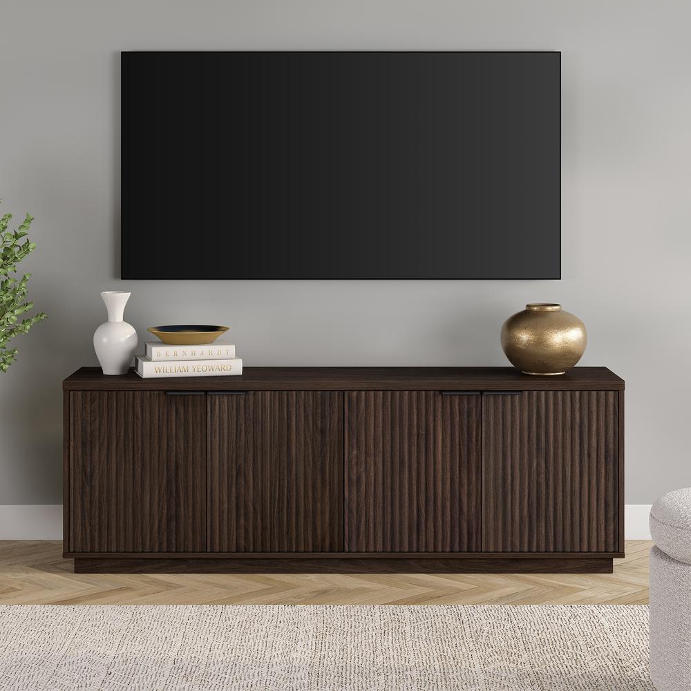 Mansfield Rectangular TV Stand for TV's up to 78" in Alder Brown. Picture 3
