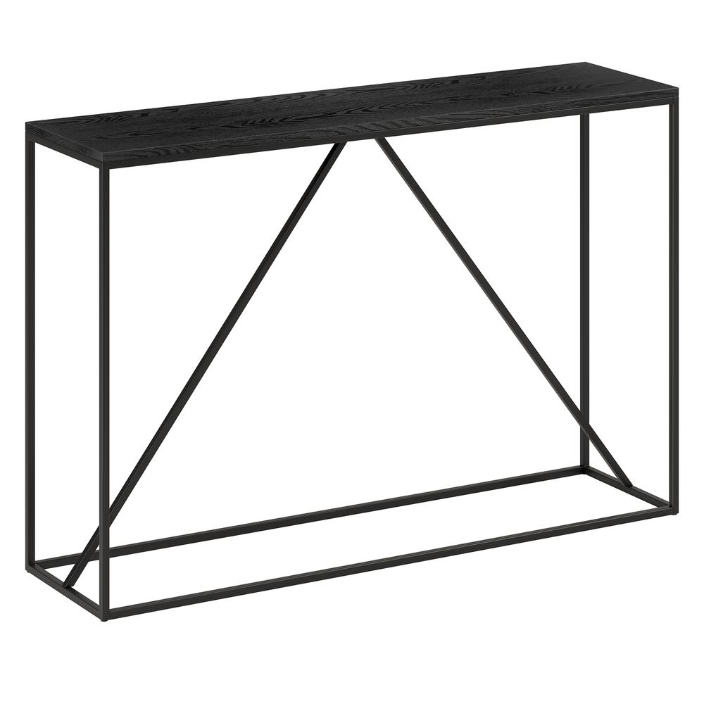 Nia 45" Wide Rectangular Console Table in Blackened Bronze/Black Grain. Picture 1