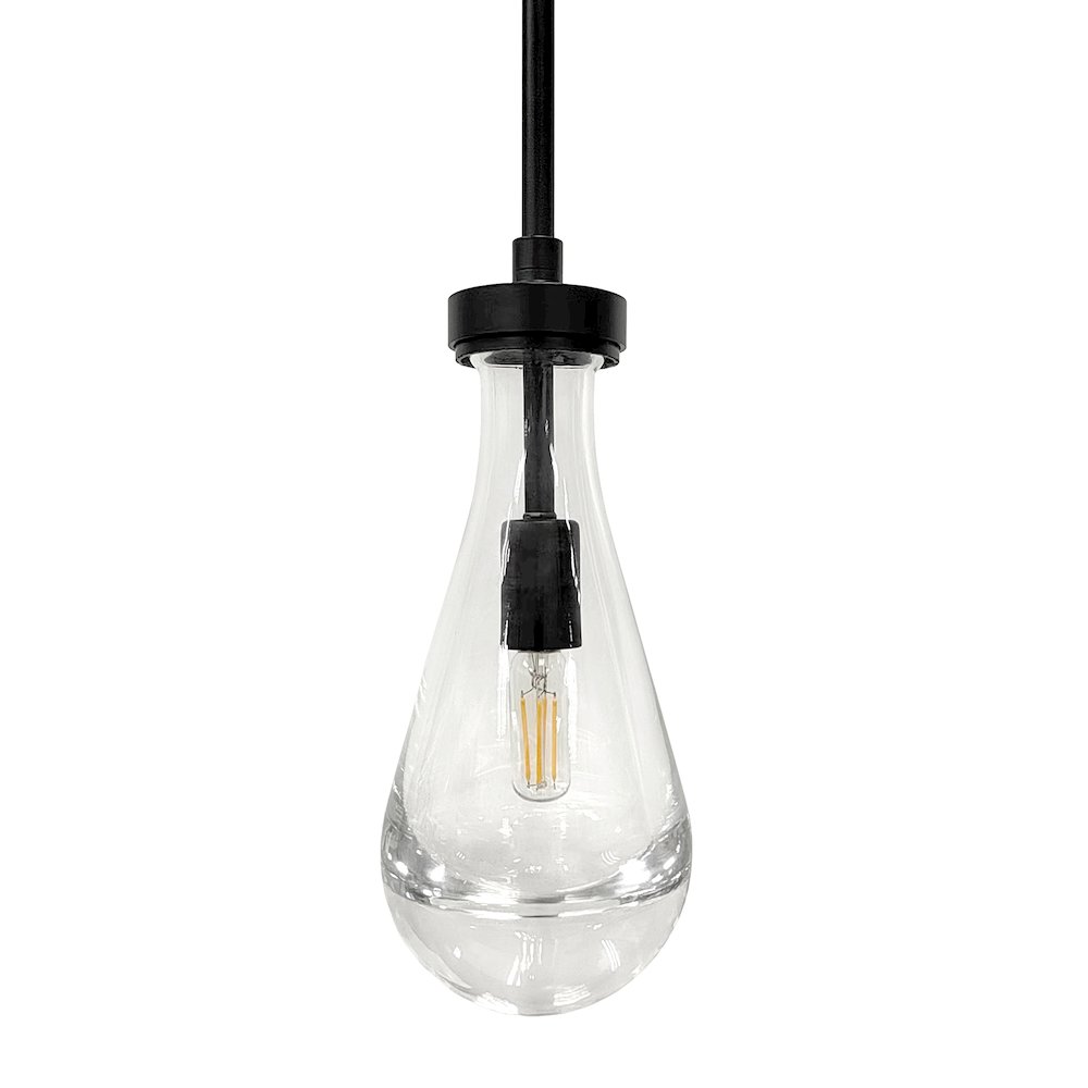 5" Dimmable Pendant Light Fixture with Glass Shade and Height up to 4.5', Black. Picture 8