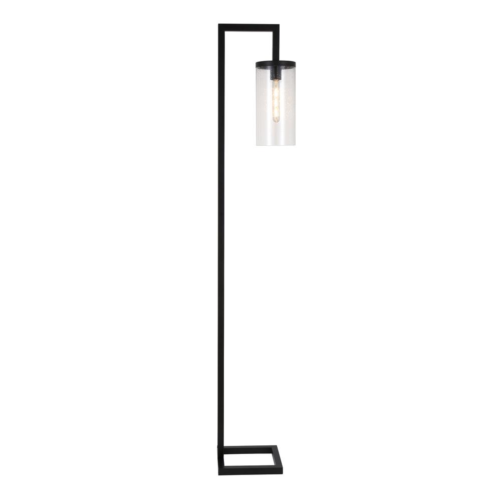 Malva 67.75" Tall Floor Lamp with Glass Shade in Blackened Bronze/Seeded. Picture 1
