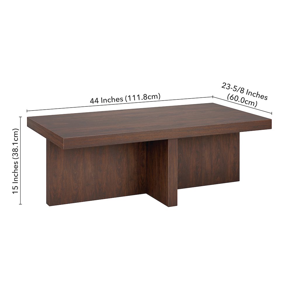 Elna 44" Wide Rectangular Coffee Table in Alder Brown. Picture 5