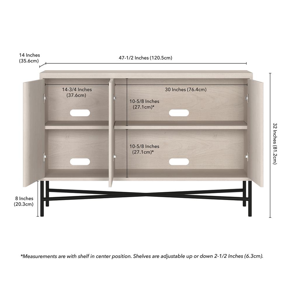 Brighton 48" Wide Rectangular Buffet Table in Alder White. Picture 5
