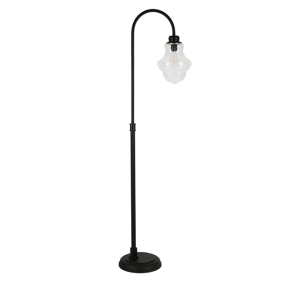Sara 70" Tall Floor Lamp with Glass Shade in Blackened Bronze/Seeded. Picture 1