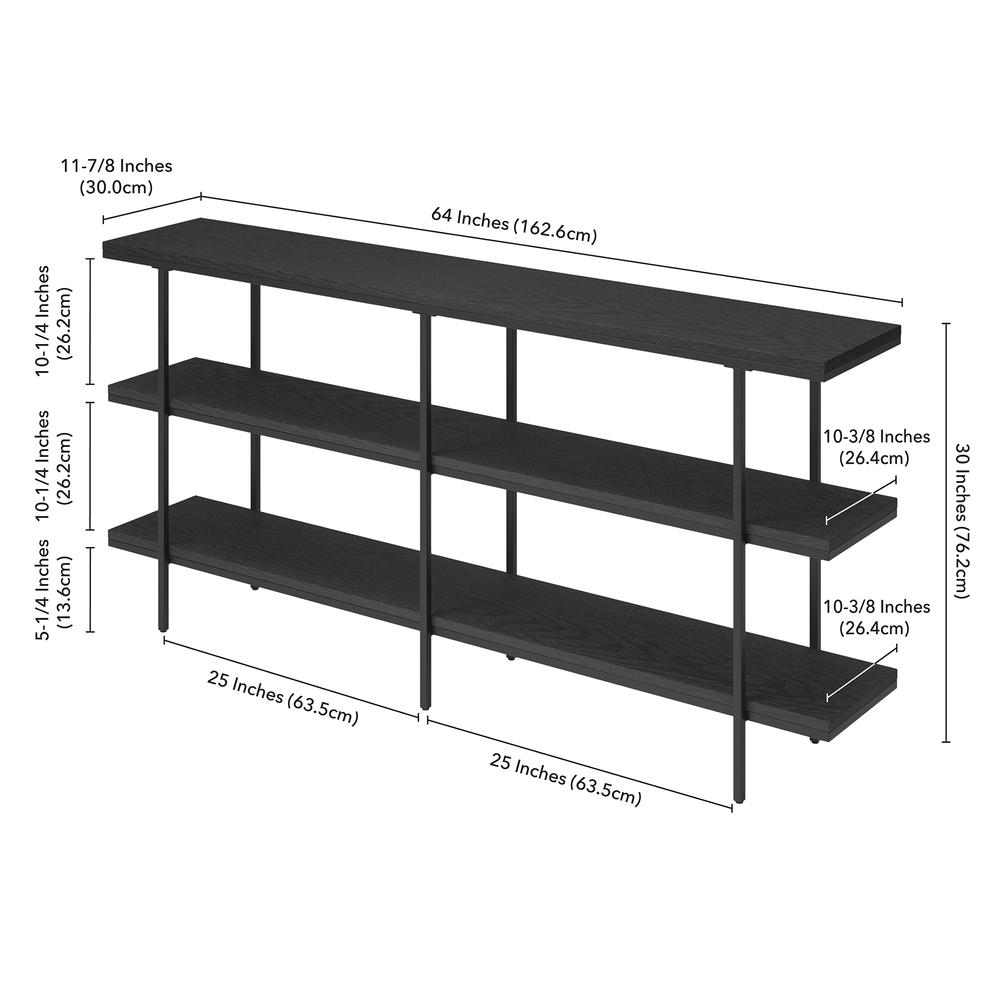 Harper 64'' Wide Rectangular Console Table in Black Grain. Picture 6