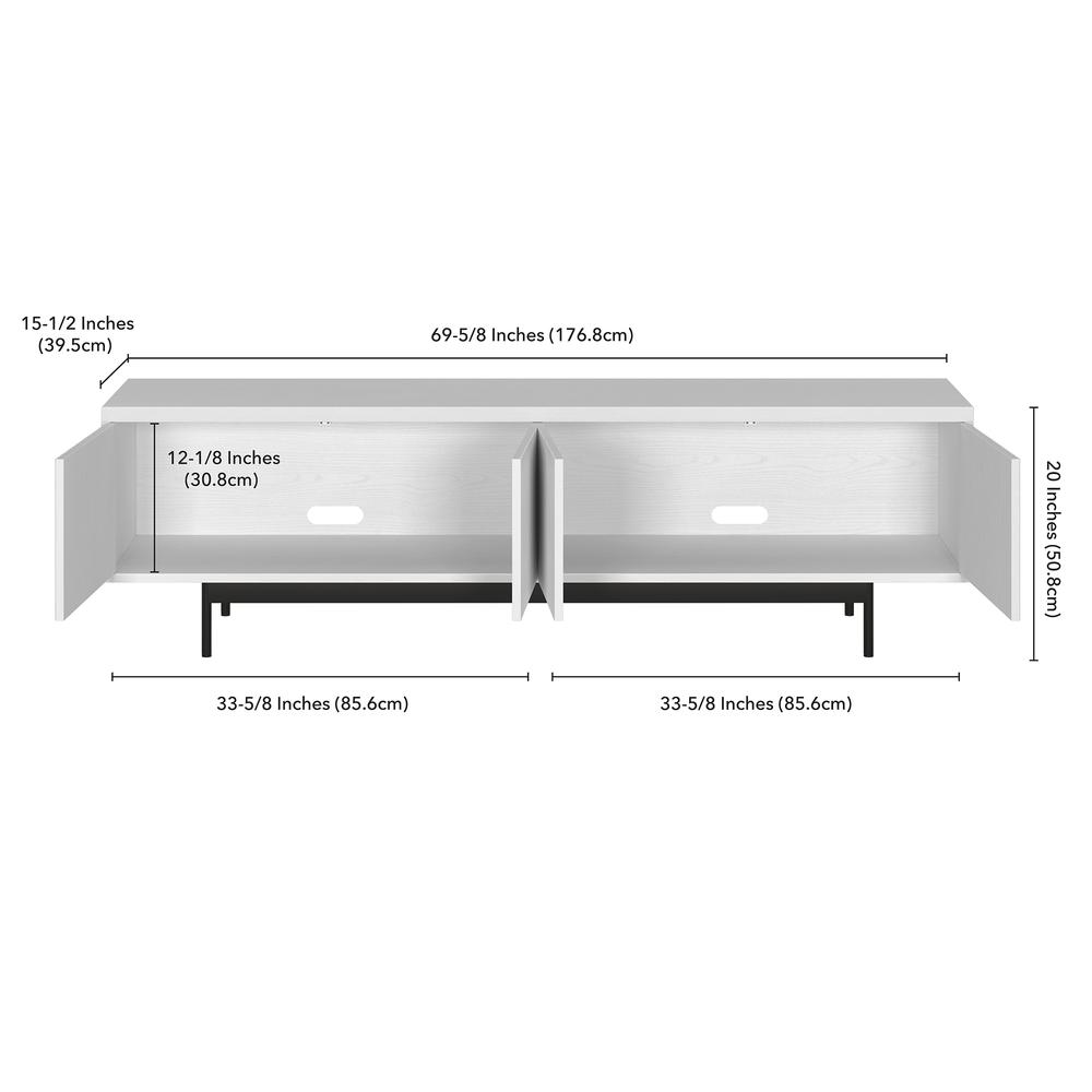 Whitman Rectangular TV Stand for TV's up to 75" in White. Picture 5