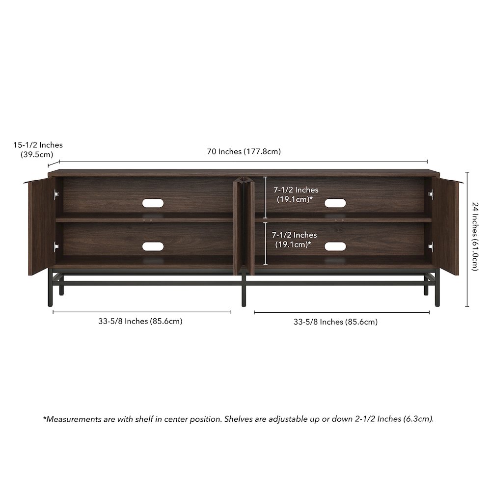 Montello Rectangular TV Stand for TV's up to 78" in Alder Brown. Picture 5