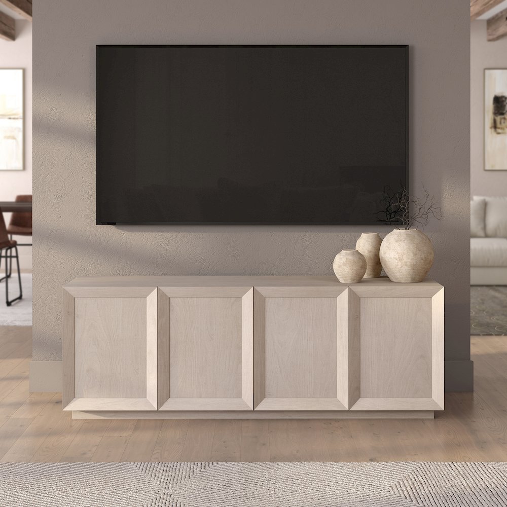 Morse Rectangular TV Stand for TV's up to 75" in Alder White. Picture 4