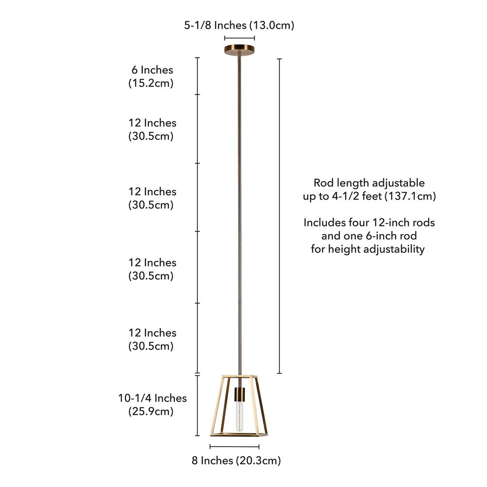 Rhom 8" Wide Open-Framed Pendant in Brass/No Shade. Picture 5
