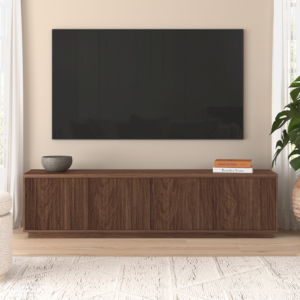 Hanson Rectangular TV Stand for TV's up to 85" in Satin Walnut. Picture 3