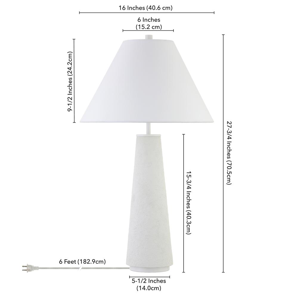 Ingalls 28" Tall Monochrome Table Lamp with Fabric Shade in Matte White/White. Picture 4