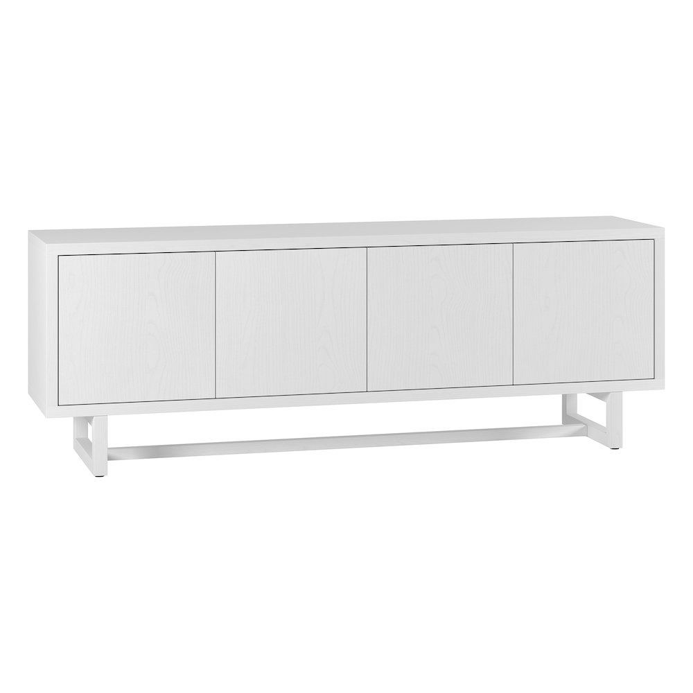 TV Stand for TVs up to 75'',  2 Cabinets, Shelves, Cable Cut-outs, Cloud White. Picture 1