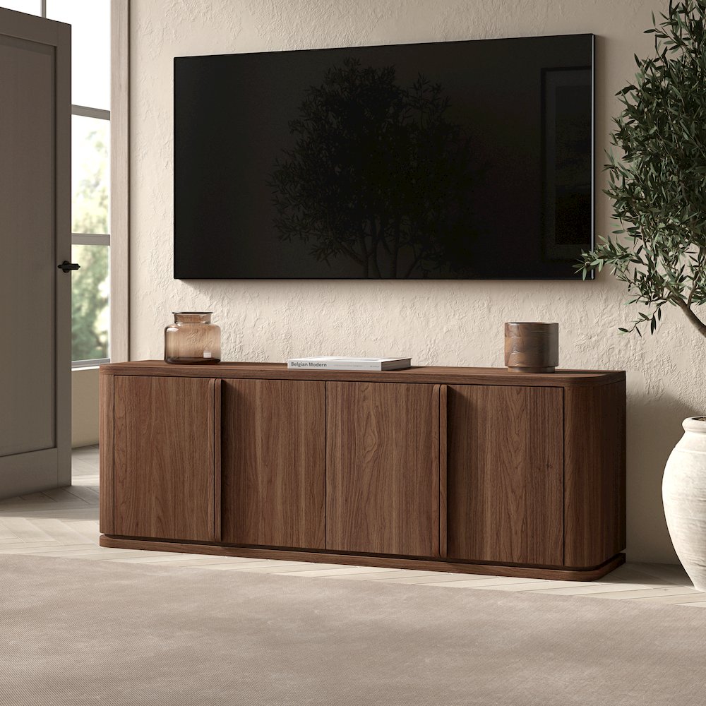 Henn&Hart TV Stand for TVs up to 75'' with 2 Storage Cabinets, Adjustable. Picture 5