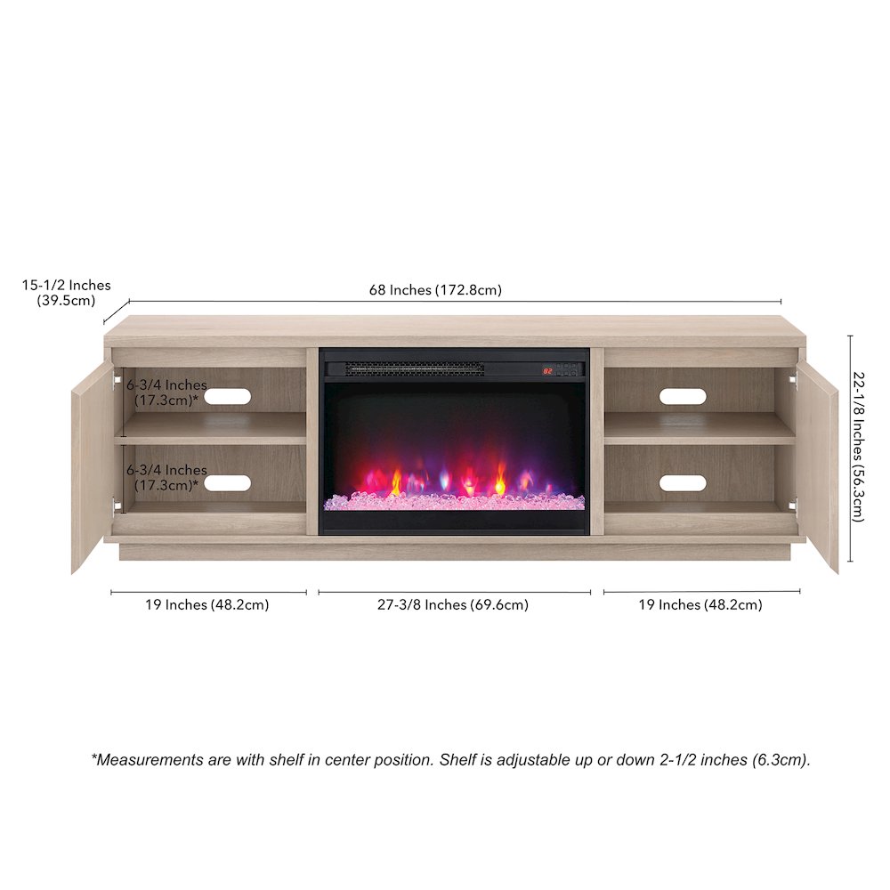 Presque Rectangular TV Stand with 26" Crystal Fireplace for TV's up to 75". Picture 5